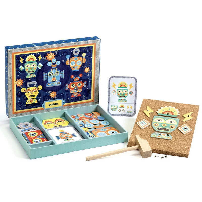Wooden animal figurines for nature - themed play​ Djeco Robots Tap Tap