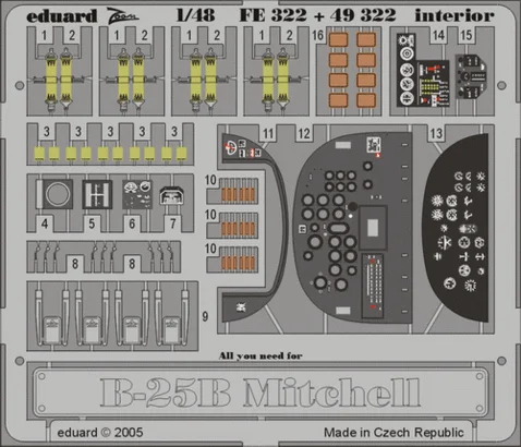 Victorian - era house model toys for history buffs​ Eduard 1/48 Photoetch B-25B interior for Accurate Miniatures - FE322