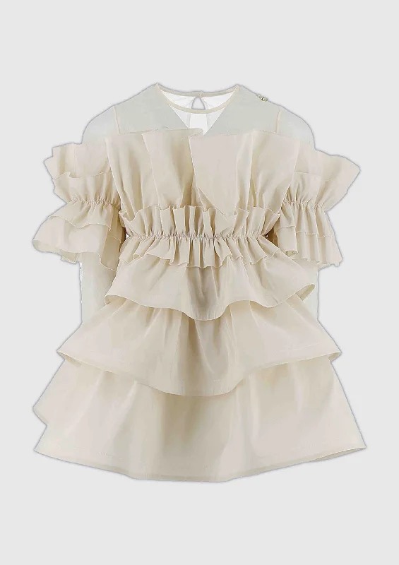 Dollhouse model toys with detailed furniture for imaginative play​ Elisabetta Franchi Ivory Taffeta Dress