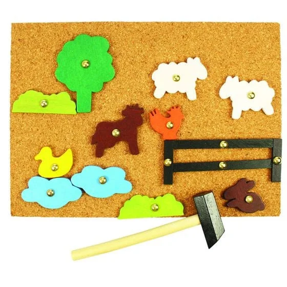 Wooden walker toys for learning to walk​ Farm Pin-a-Shape