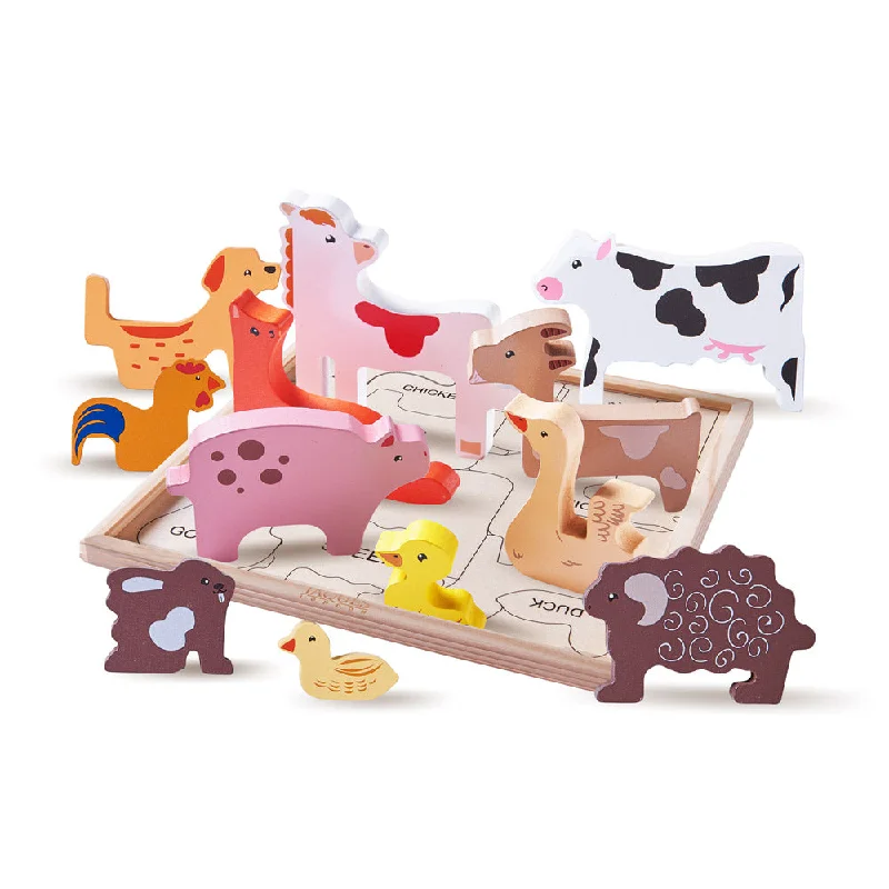 Wooden play motorcycles for vehicle play​ Wooden Animals - Farmyard Puzzle