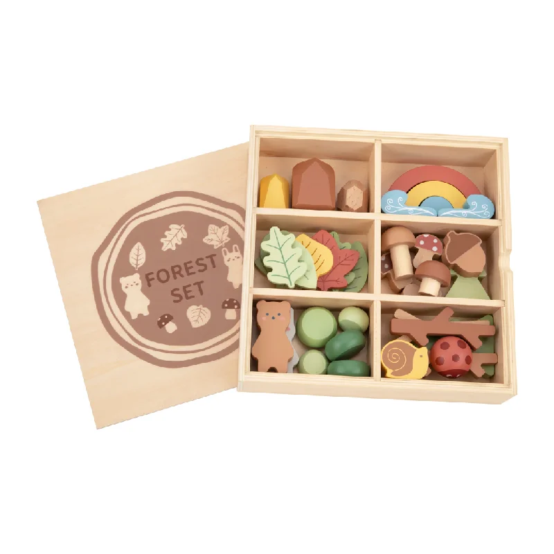Wooden sand toys for beach or sandbox play​ Tooky Toys Wooden Forest Set