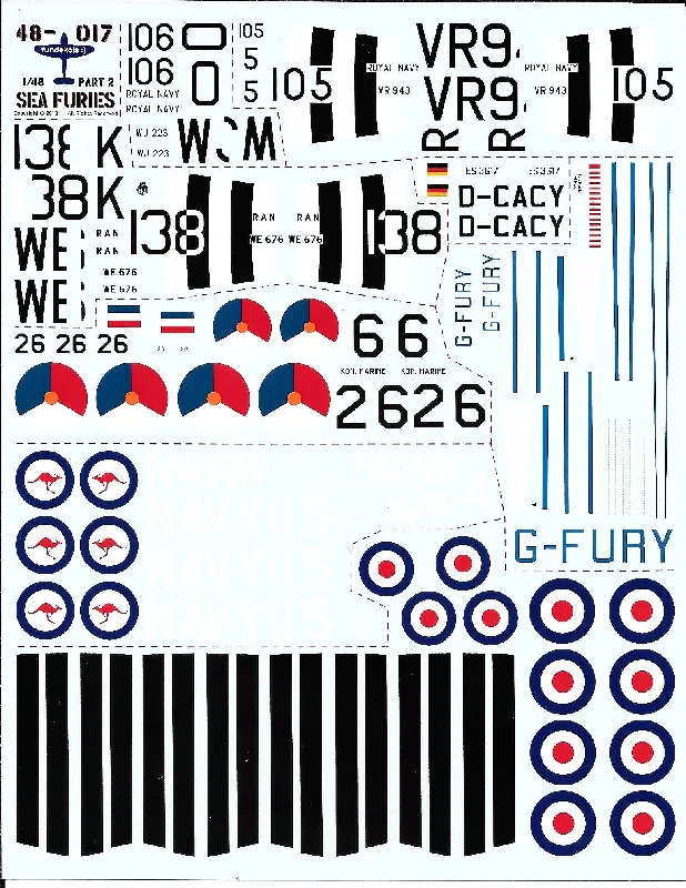 Castle - defense model toys for strategic play​ Fundekals 1/48 decals Hawker Sea Fury Royal Australian Navy markings 48017