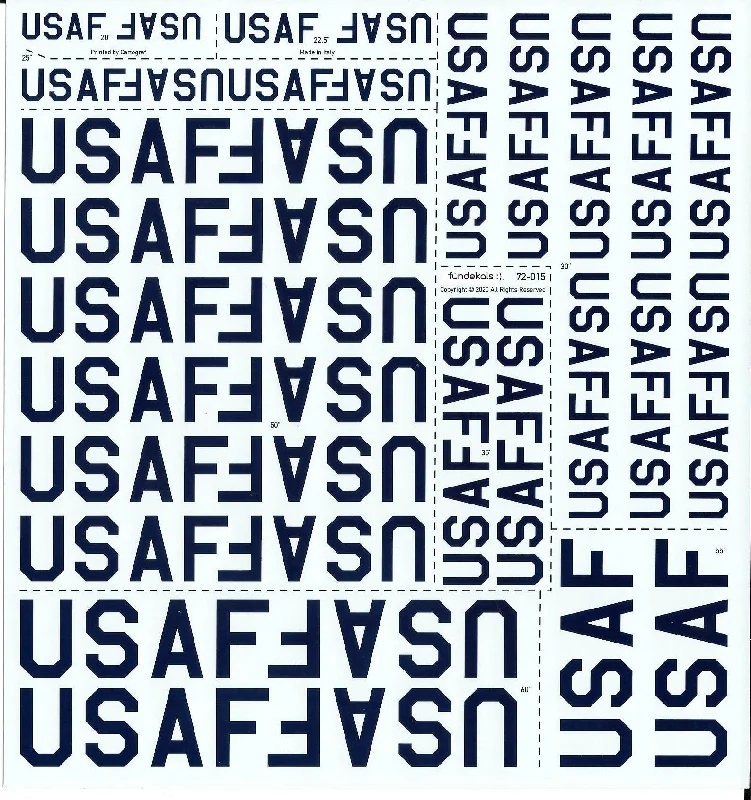 Victorian - era house model toys for history buffs​ Fundekals 1/72 decals of USAF & U.S. AIR FORCE Titles - FUN72015
