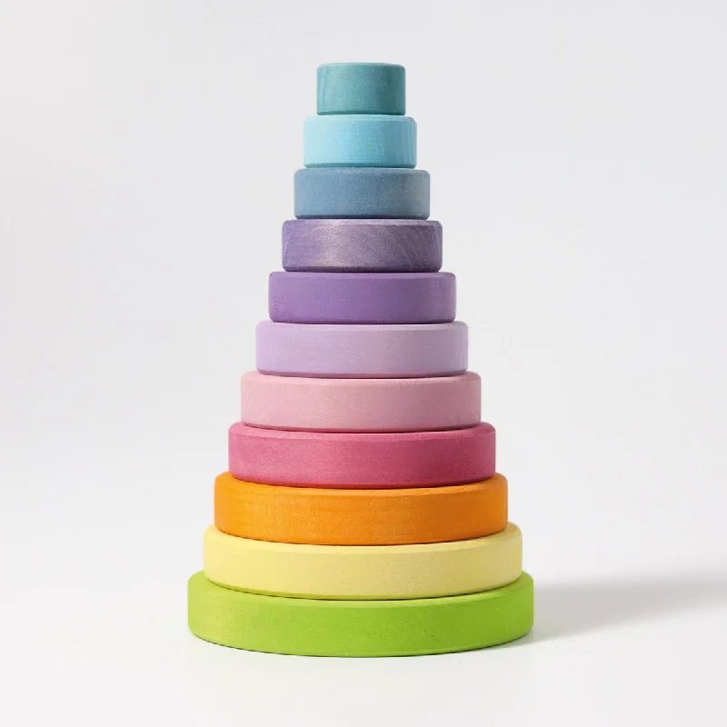 Wooden teeter - totter toys for social play​ Grimm's Stacking Tower Conical Large - Pastel