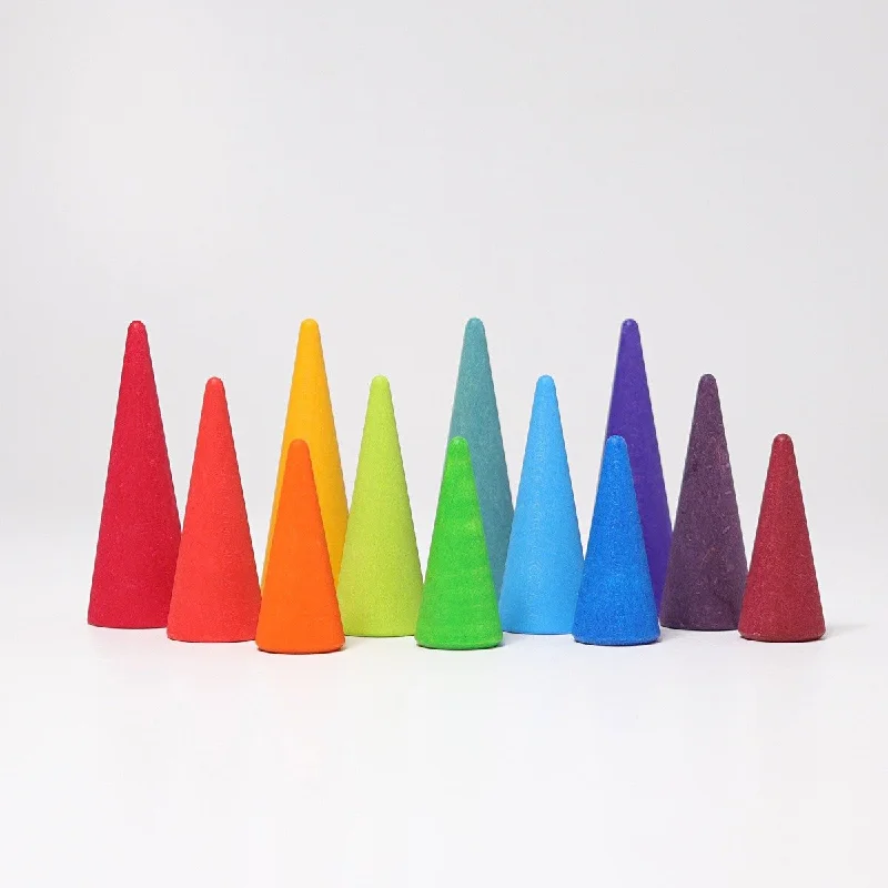 Wooden push - along toys for mobility support​ Grimm's Forest Rainbow 12 Pieces