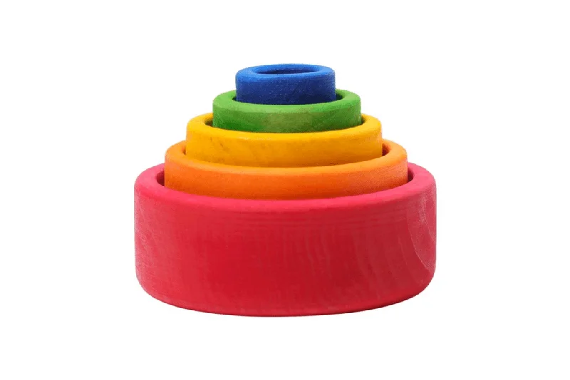 Wooden yo - yos for classic play​ Grimm's Rainbow Stacking Bowls (Red)