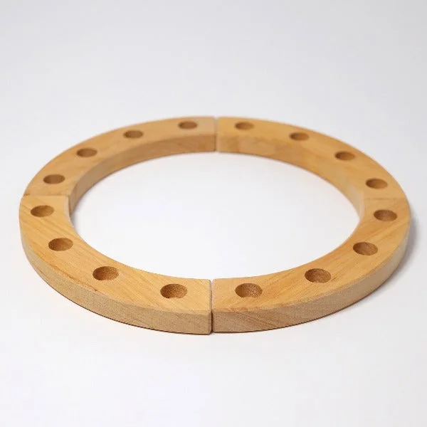 Wooden sorting toys for learning colors and shapes​ Grimm's Spiel and Holz - Large Birthday Ring Natural
