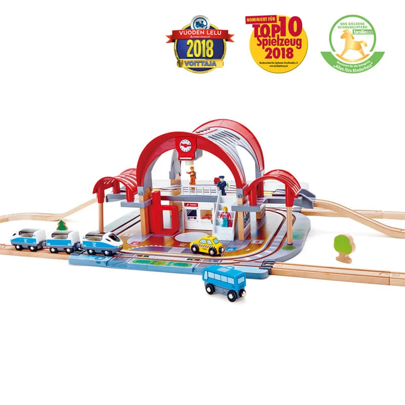 Wooden play skateboards for extreme sports play​ Hape Grand City Station Wooden Railway Set