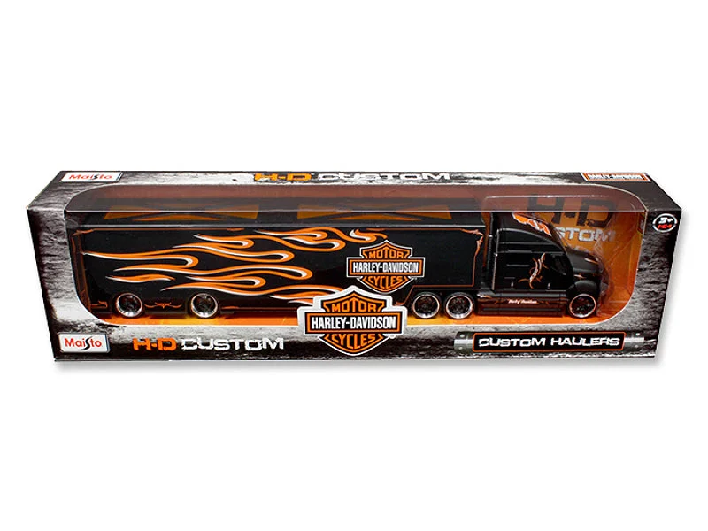 Gas - station model toys for vehicle - refueling play​ Harley Davidson Custom Hauler Trailer Black "Custom Haulers" Series 1/64 Diecast Model by Maisto