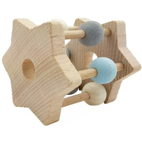 Wooden flutes for musical exploration​ Hess-Spielzeug - Rattle Star Natural Blue
