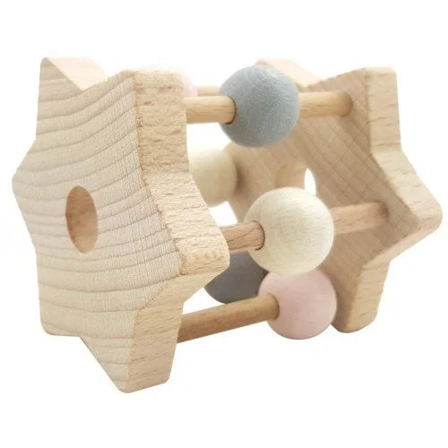 Wooden whistles for outdoor games​ Hess-Spielzeug - Rattle Star Natural Pink