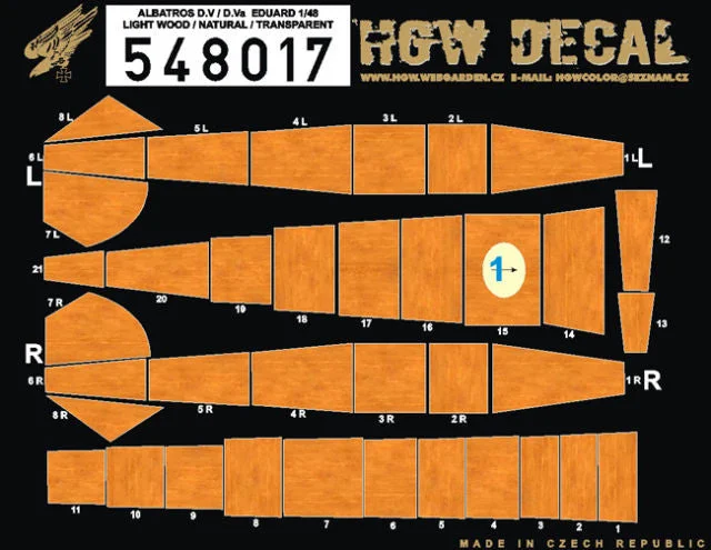 Japanese - temple model toys for Asian - culture exploration​ HGW 1/48 wood decals lt wood natural Albatros D.V/D.Va for Eduard 548017