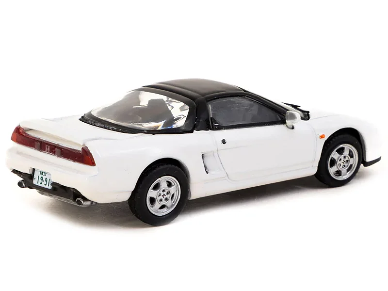 Gothic - style model toys for a spooky atmosphere​ Honda NSX (NA1) RHD (Right Hand Drive) White with Black Top "J Collection" Series 1/64 Diecast Model by Tarmac Works