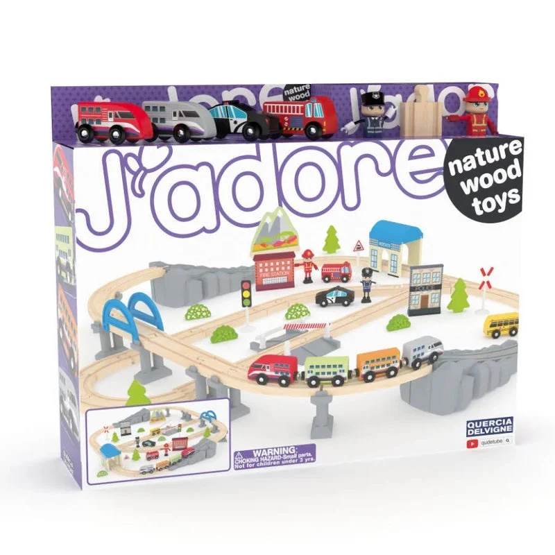 Wooden building blocks for creative construction​ J'adore Mega Wooden Train Set