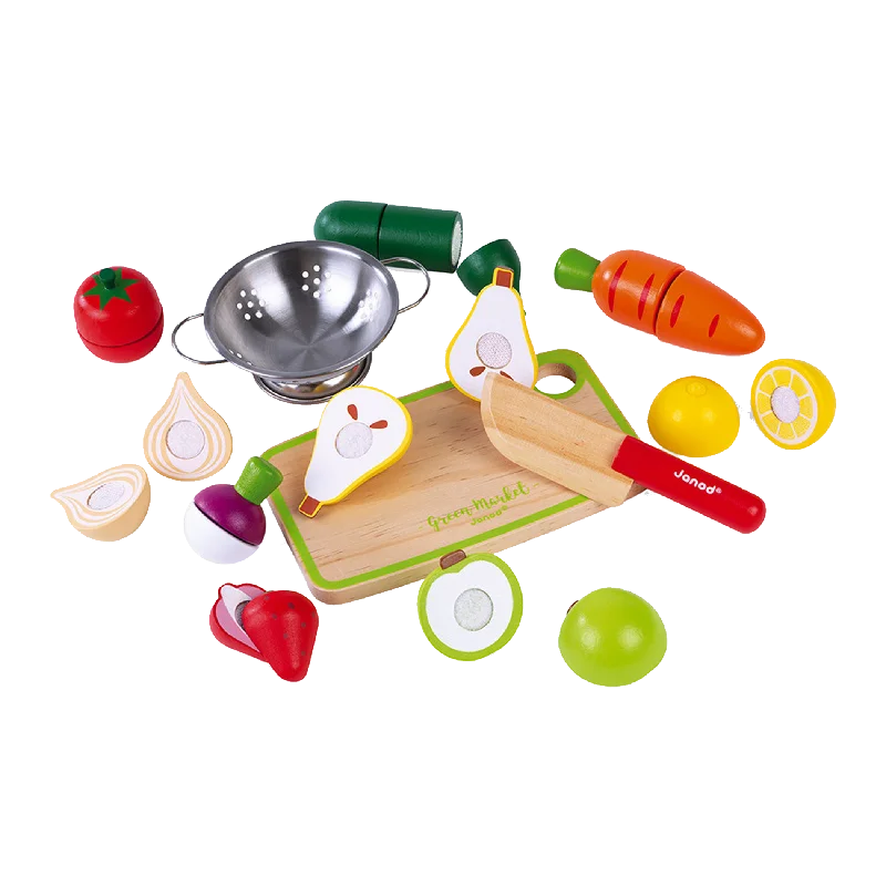 Wooden bath toys for water - filled fun​ JANOD Fruits & Vegetables Maxi Set