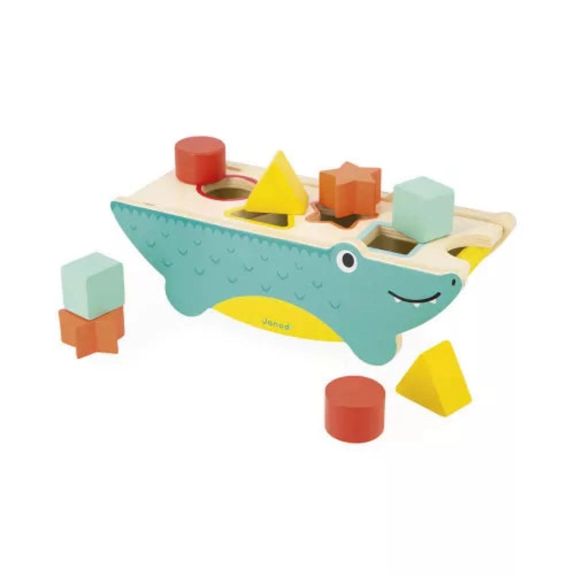 Wooden play schools for educational role - play​ JANOD Shape Sorting Crocodile - Tropik