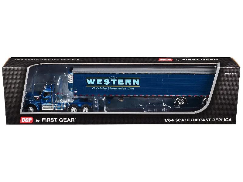 Underwater - city model toys for marine - fantasy play​ Kenworth W990 with Day Cab and 53' Utility Refrigerated Ribbed Sided Spread-Axle Trailer Blue "Western Distributing" 1/64 Diecast Model by DCP/First Gear