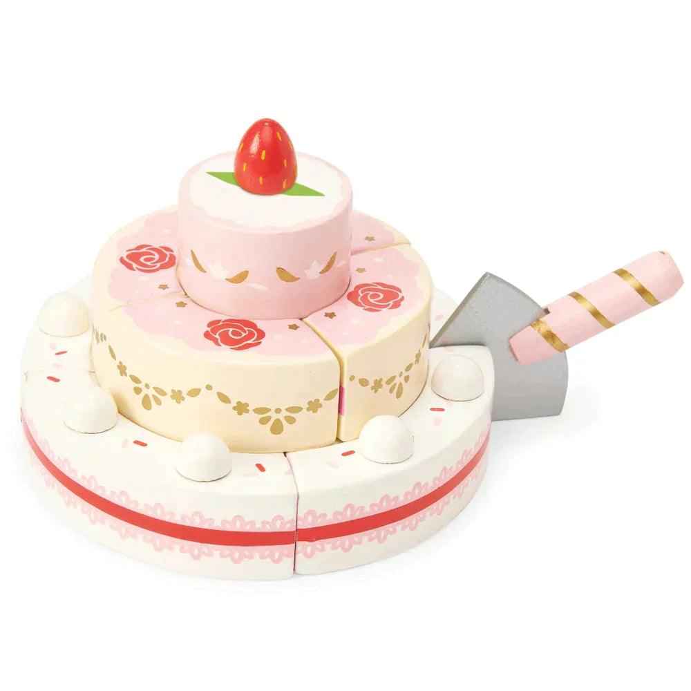 Wooden toy trucks for transportation play​ Le Toy Van Carlo's Wooden Strawberry Wedding Cake