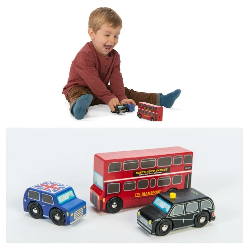 Wooden play zoos for animal - related play​ Le Toy Van Little London Wooden Vehicles 3pk
