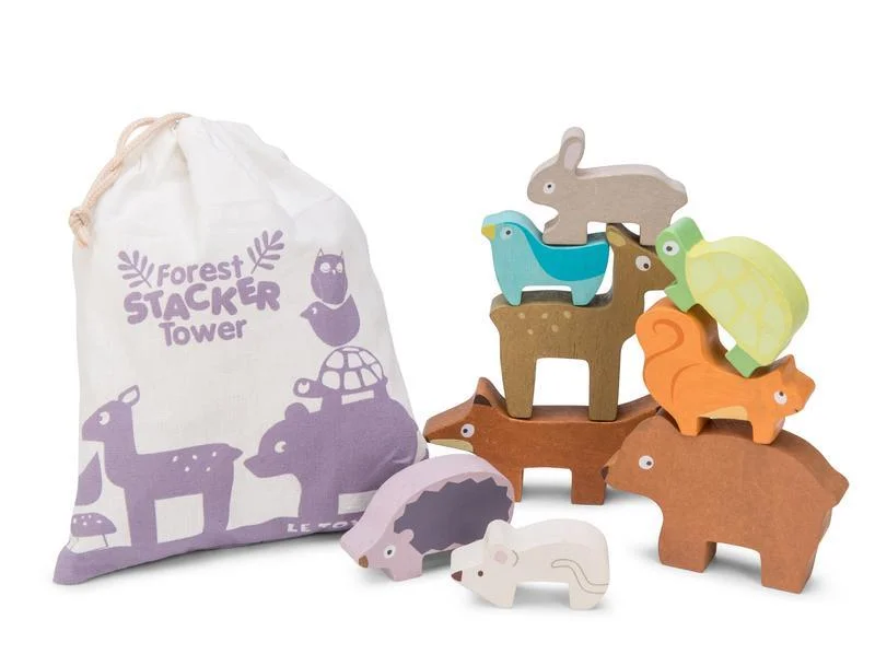 Wooden chess sets for strategic play​ Le Toy Van - Petilou - Forest Stacking Animals & Bag