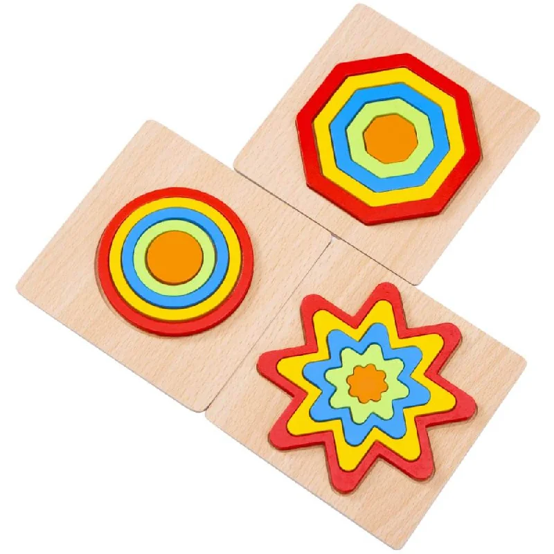 Wooden kaleidoscopes for visual exploration​ Rainbow Shape Puzzles - Wooden Shape Sorters