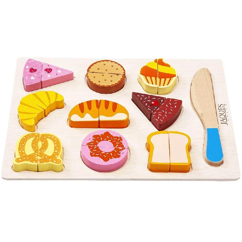 Wooden pull - along toys for active toddlers​ Pretend Bakery Board - Wooden Play Food