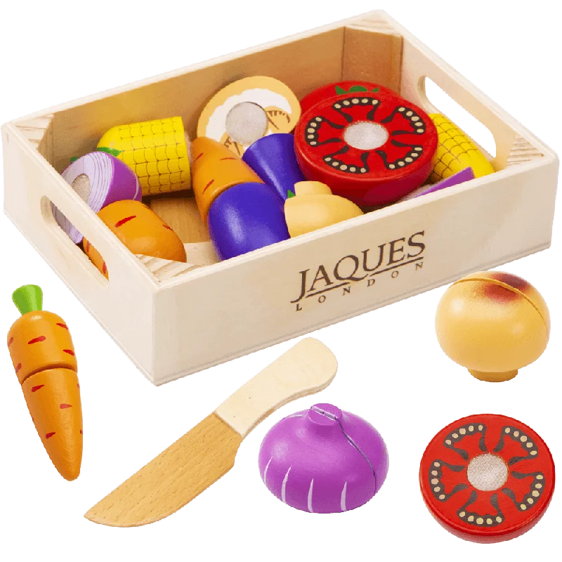 Wooden wind - up toys for mechanical play​ Pretend Play Food Set - Wooden Fruit and Veg