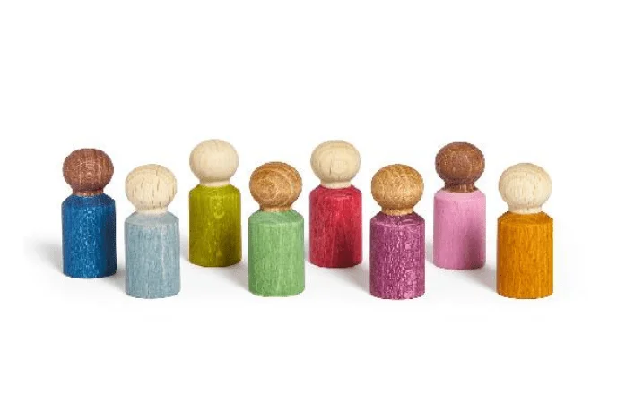 Wooden play libraries for reading pretend​ Lubu Peg People (8 pack) by Lubulona