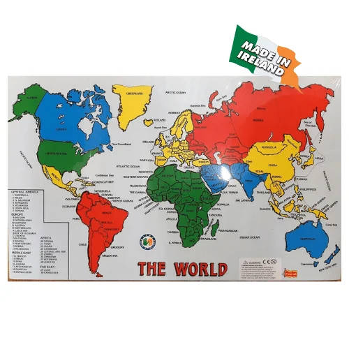 Wooden push - along toys for mobility support​ Map Of The World Wooden Jigsaw Made in Ireland