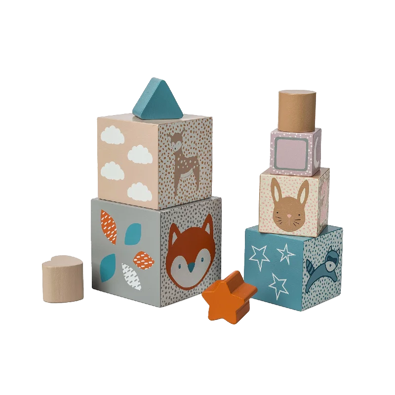 Wooden magnetic toys for scientific exploration​ MARY MEYER Leika Wooden Nesting + Stacking Blocks