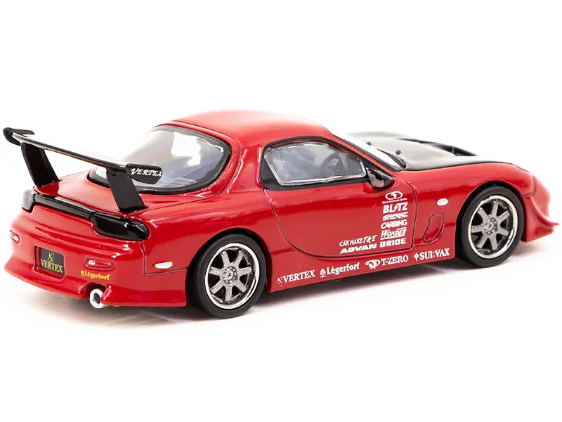 Military tank model toys for collectors interested in warfare history​ Mazda RX-7 FD3S "VERTEX" RHD (Right Hand Drive) Red with Black Hood "Global64" Series 1/64 Diecast Model Car by Tarmac Works