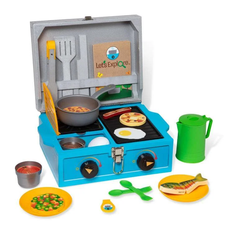 Wooden tool sets for pretend carpentry​ Melissa & Doug Let's Explore Wooden Camp Stove Play Set