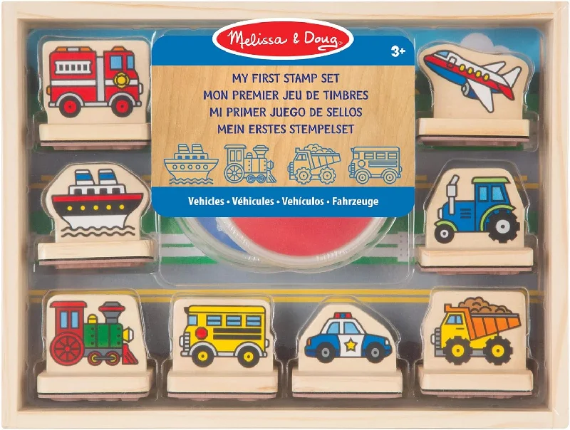 Wooden ride - on toys for outdoor fun​ Melissa & Doug My First Wooden Stamp Set - Vehicles