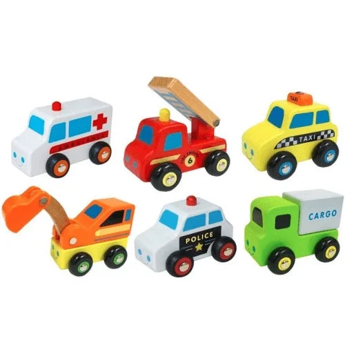 Wooden dollhouses with detailed furniture​ Mini Vehicle Set - 6pcs
