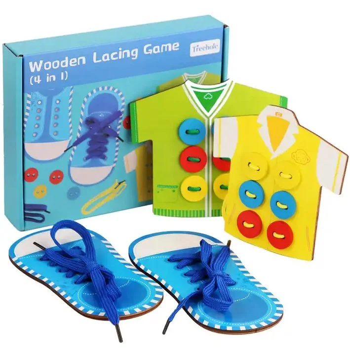 Wooden tambourines for musical accompaniment​ Montessori Practical Life Lacing Set