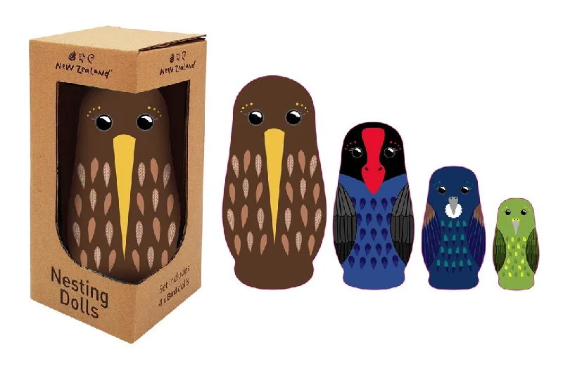 Wooden horns for pretend play​ Nesting dolls - New Zealand Birds