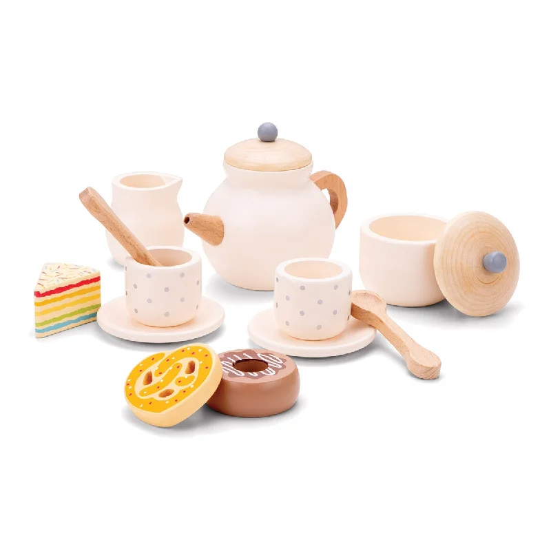 Wooden musical instruments for kids' music exploration​ New Classic Toys Wooden Tea Set