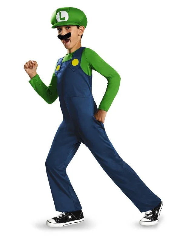 Video games with DLC (Downloadable Content)​ Nintendo Super Mario Bros Luigi Classic Child Costume