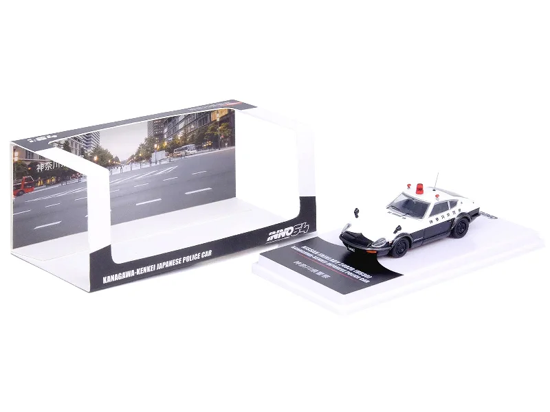 Arctic - expedition model toys for polar - region study​ Nissan Fairlady 240ZG (HS30) RHD (Right Hand Drive) Black and White "Japanese Police" 1/64 Diecast Model Car by Inno Models