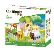 Wooden forts for imaginative play​ OX FARM ANIMAL BUILDING BLOCK - Plan Toys
