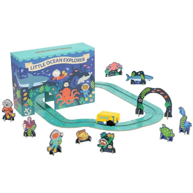 Wooden play skateboards for extreme sports play​ Petit Collage Wind-Up and Go Playset - Ocean Multi-Coloured