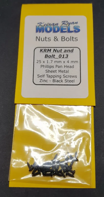 Pet - store model toys for pet - lovers' play​ KRM-NB013 - Phillips Pan Head Sheet Metal Self Tapping Screws - 25pc (1.7mm x 4mm)