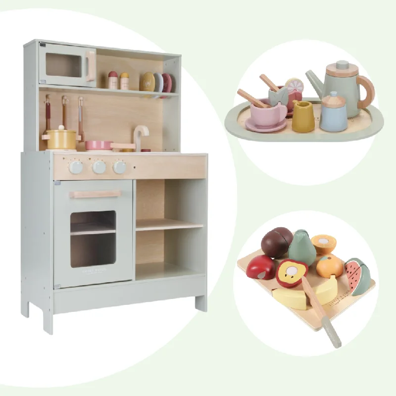 Wooden play airports for transportation role - play​ Play Kitchen Bundle 3pc Play Set Fruit