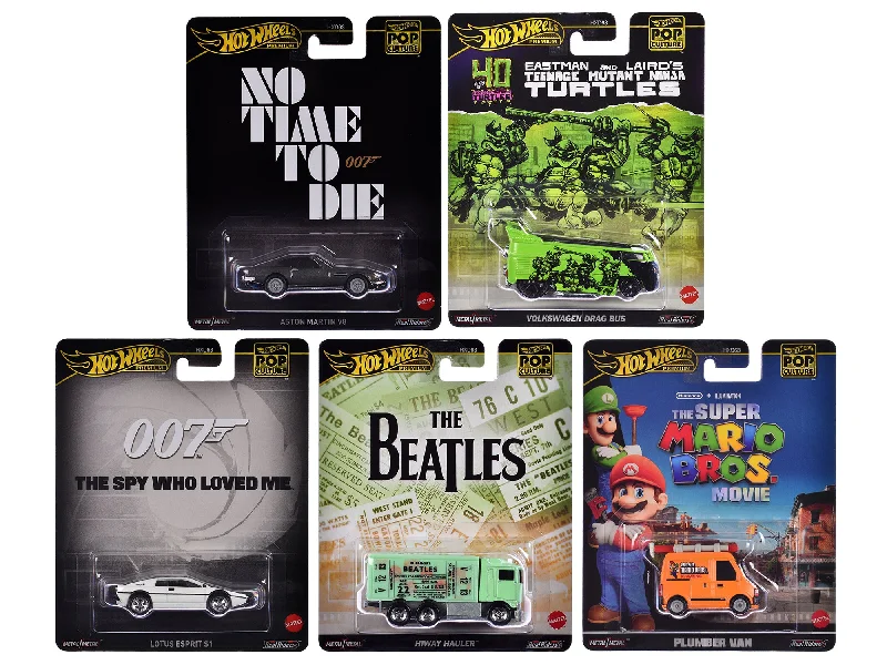 Remote - control car model toys for high - speed racing fun​ "Pop Culture 2024" 5 piece Set D "Premium Series" Diecast Model Cars by Hot Wheels