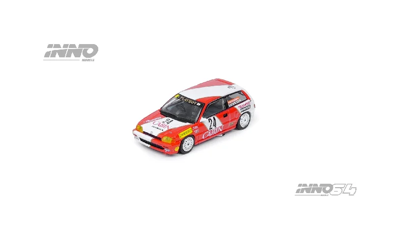 Monster truck model toys for extreme - vehicle play​ INNO Models 1:64 Honda Civic Si E-AT #24 "CABIN" Macau Guia Race 1988 2nd 1600cc Class - Tomohiko Tsutsumi