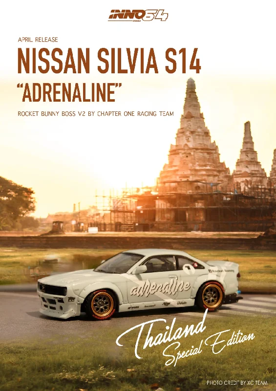 Toy - factory model toys for manufacturing - process exploration​ INNO Models 1:64 Nissan Silvia S14 Rocket Bunny Boss Aero "Adrenaline"