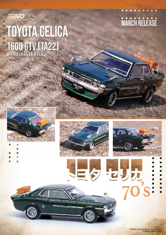 Robot model toys that can be programmed for STEM learning​ INNO Models 1:64 Toyota Celica (TA22) 1600 GTV Green with Luggage Box