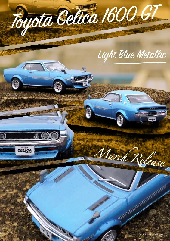 Time - machine model toys for science - fiction - inspired play INNO Models 1:64 Toyota Celica (TA22) 1600 GTV Light Blue with Fender Flares