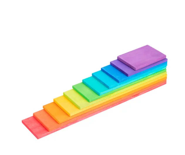 Wooden kaleidoscopes for visual exploration​ Prism Play Rainbow Wooden Building Boards/Planks - 11 Pcs